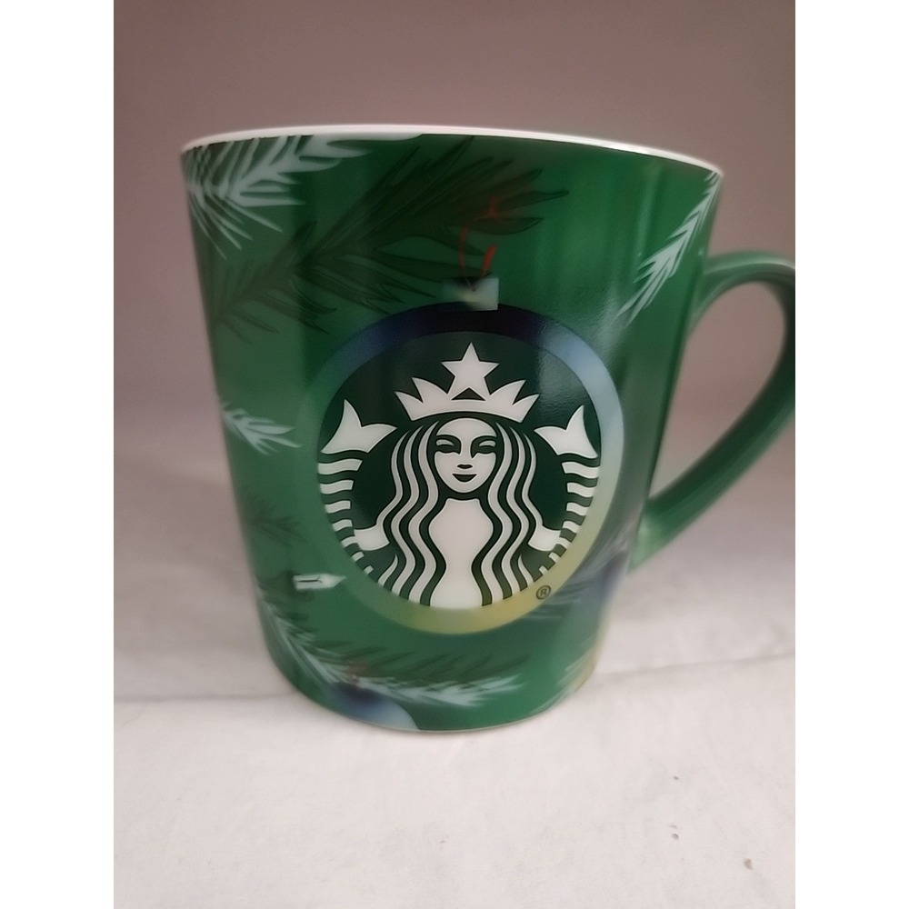 Starbucks 2020 Holiday Coffee Mug Green Pine Branch‎ Ornament 18 oz Ceramic Cup